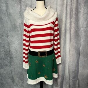 Holiday Time Mrs. Claus Santa Holiday Dress with Star Sequins - Large (12/14)